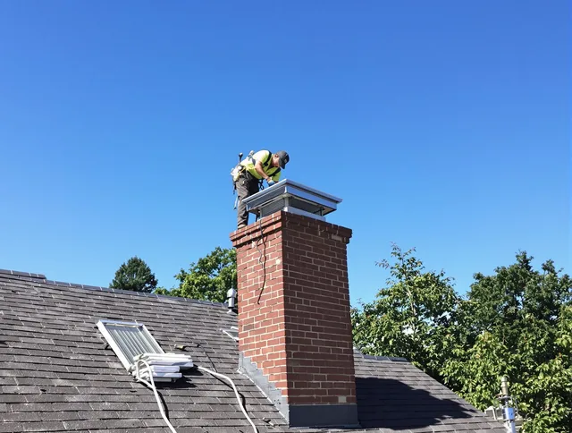 Temple City Chimney Sweep technician measuring a chimney cap in Temple City, CA