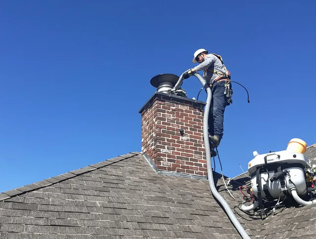 Dedicated Temple City Chimney Sweep team member cleaning a chimney in Temple City, CA