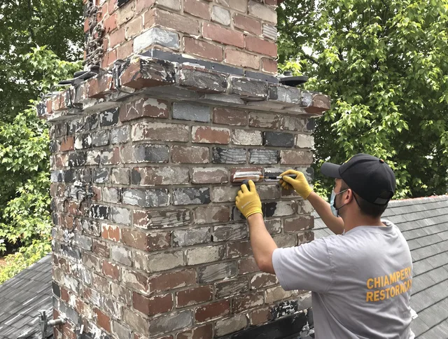 In-progress chimney restoration by Temple City Chimney Sweep in Temple City, CA