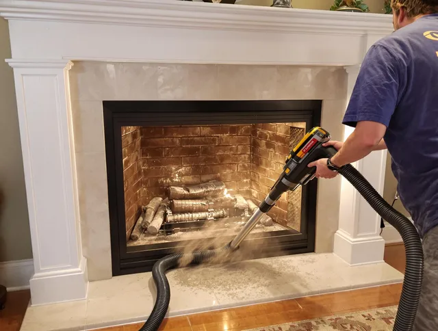 Fireplace cleaning performed by Temple City Chimney Sweep in Temple City, CA